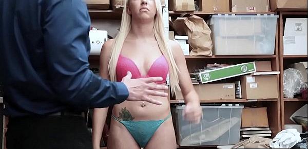  Busty blonde teen shoplifter has to fuck to avoid jail